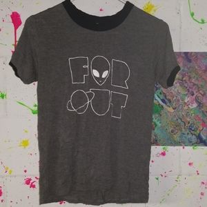 Far Out Alien Space Gray & Black T Shirt